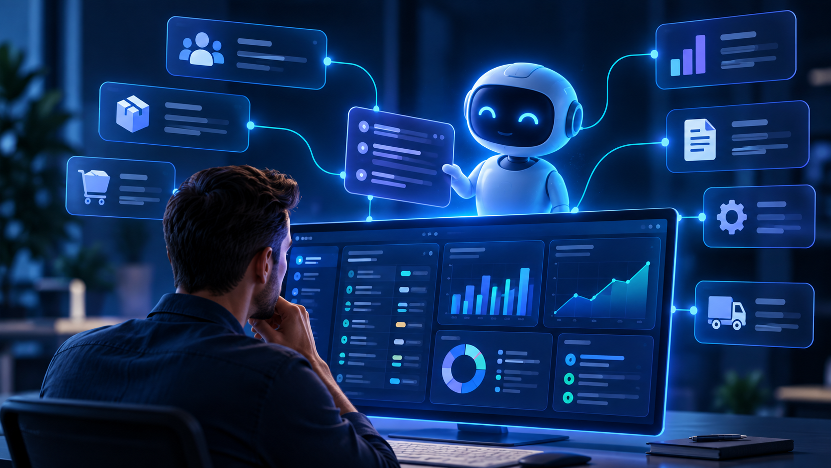 AI-assisted ERP system connecting business processes and data