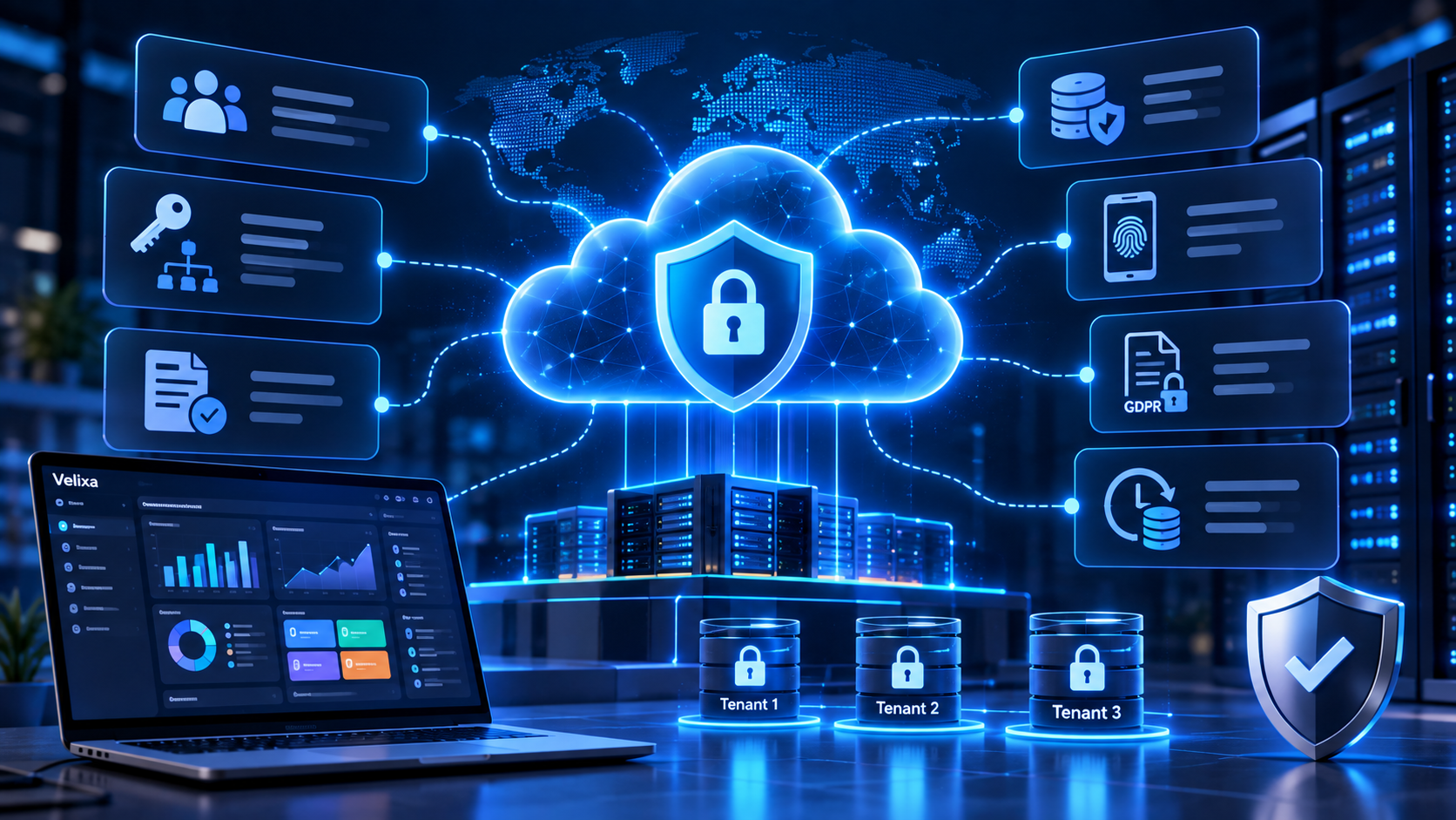 Secure cloud ERP platform protecting connected business data