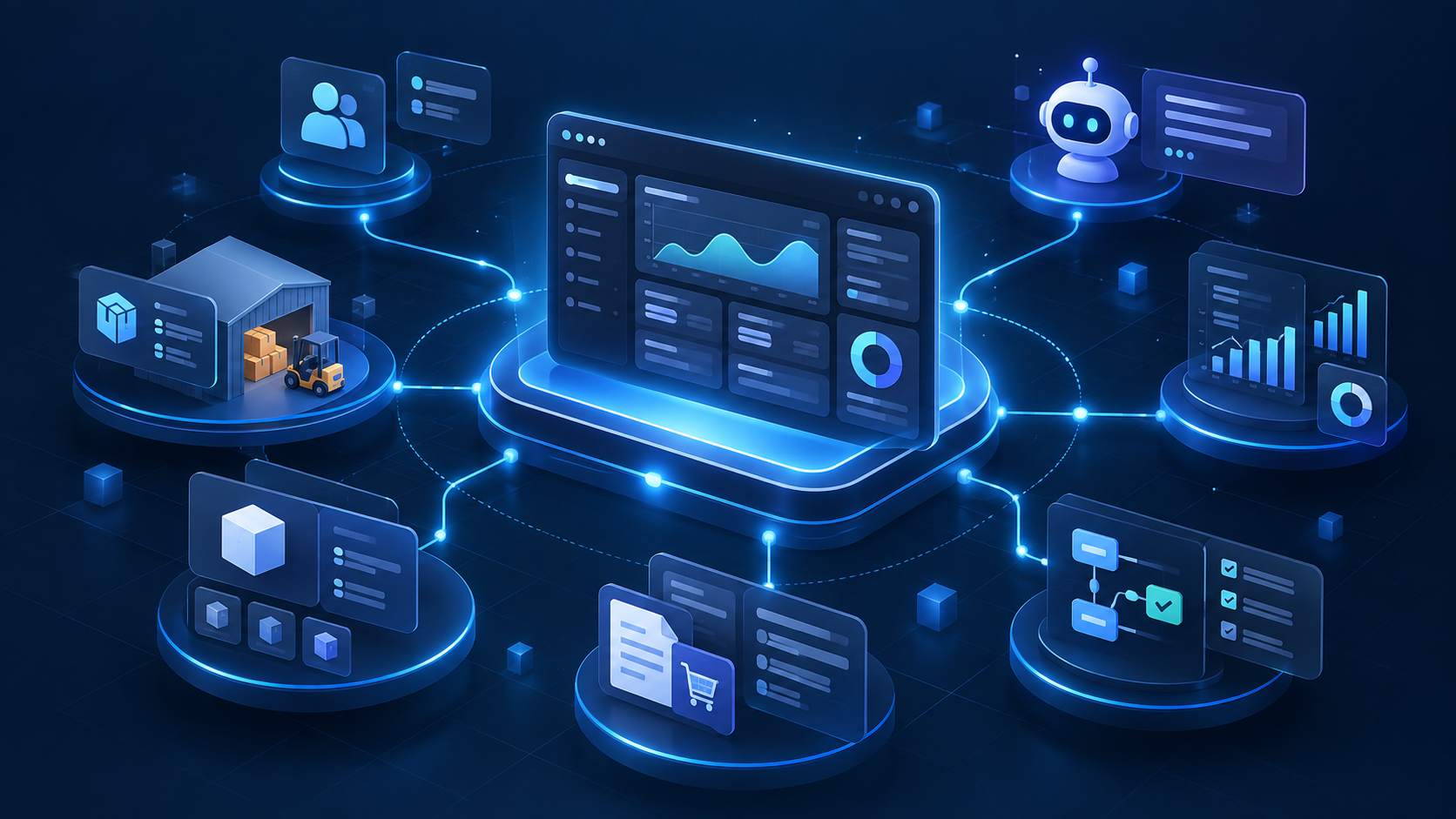 Business processes connected through an ERP system